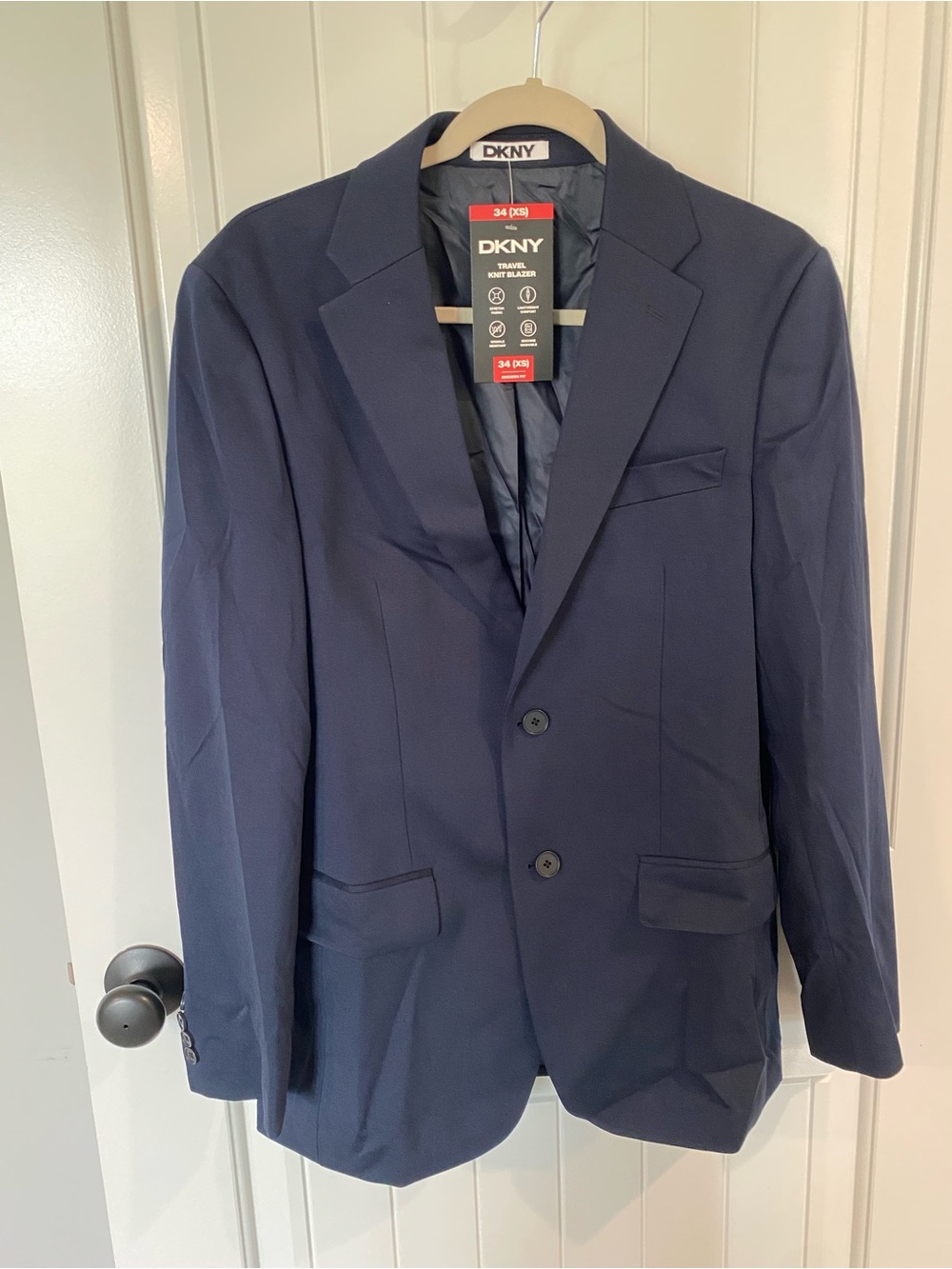 DKNY Men's Dark Navy Two-Button Blazer